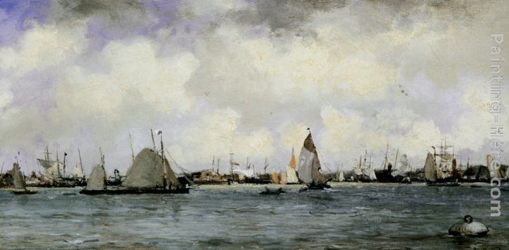 Rotterdamn Harbour painting - Johan Hendrik Van Mastenbroek Rotterdamn Harbour art painting